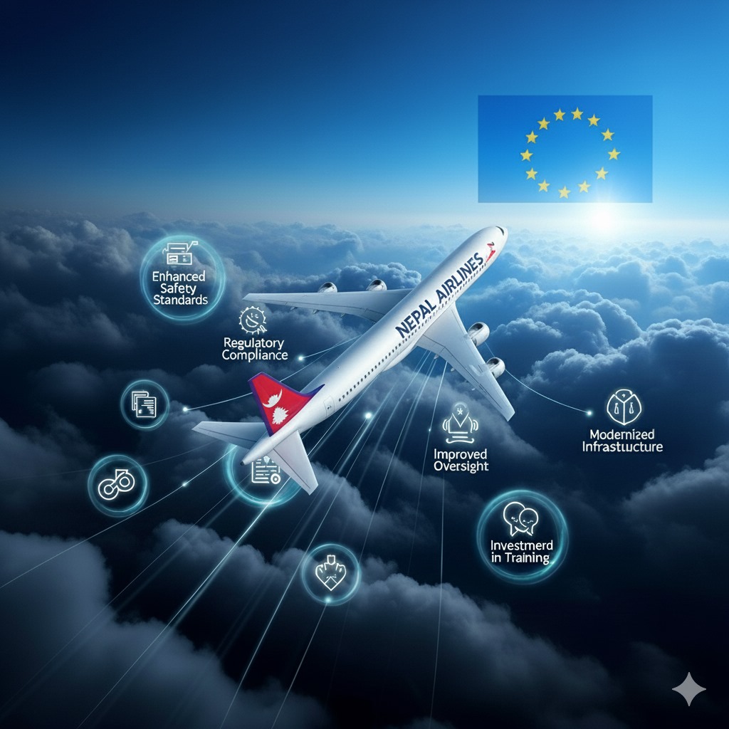 Nepal Airline plane in the sky